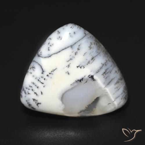 9.21ct طبيعي أبيض مع أسود عقيق شجيري, مثلثى, غير شفاف