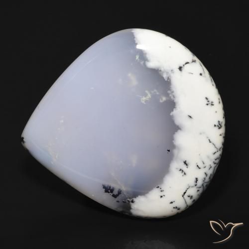62.65ct طبيعي أبيض مع أسود عقيق شجيري, شكل الكمثرى, نصف شفاف