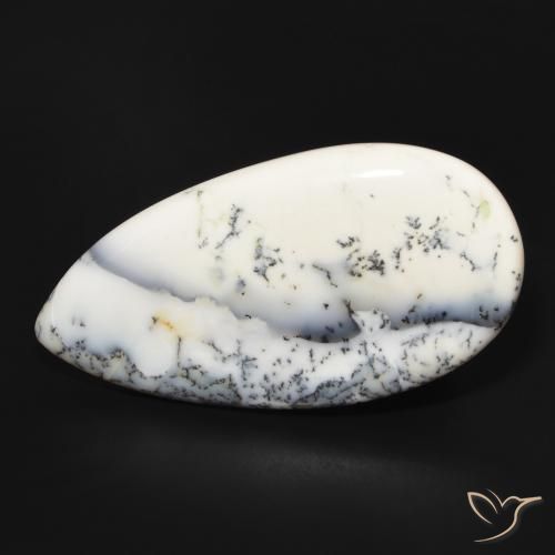 53.84ct طبيعي أبيض مع أسود عقيق شجيري, شكل الكمثرى, غير شفاف
