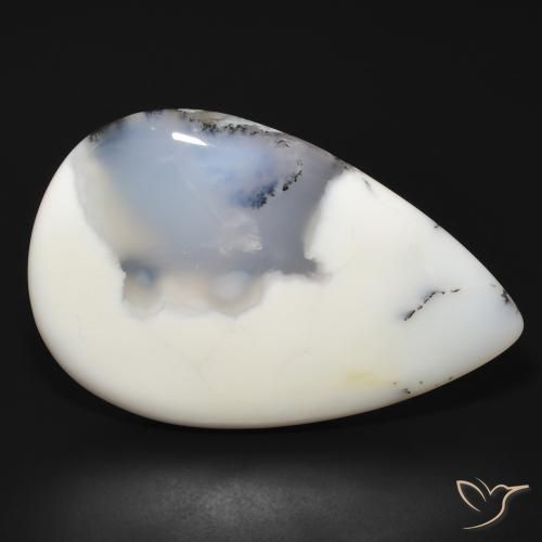 66.10ct طبيعي أبيض مع أسود عقيق شجيري, شكل الكمثرى, غير شفاف