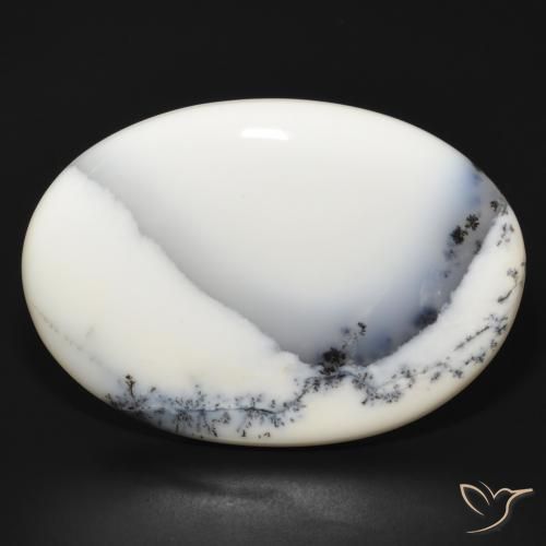 83.43ct طبيعي أبيض مع أسود عقيق شجيري, بيضوي, غير شفاف