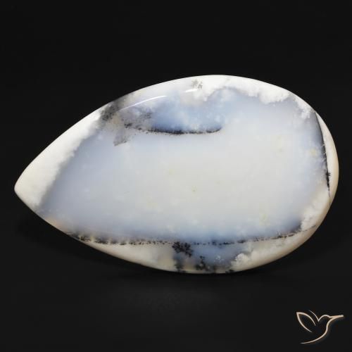 195.90ct طبيعي أبيض مع أسود عقيق شجيري, شكل الكمثرى, غير شفاف