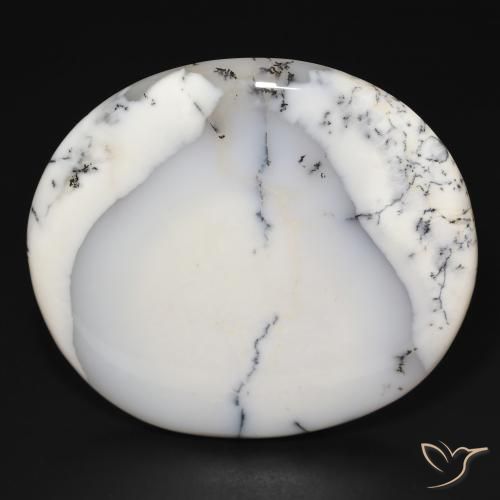 169.76ct طبيعي أبيض مع أسود عقيق شجيري, بيضوي, غير شفاف