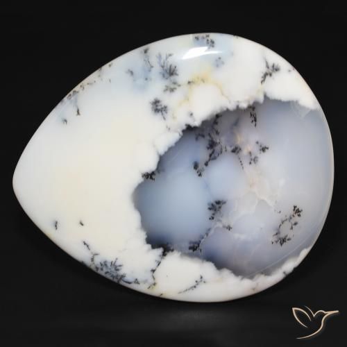 159.38ct طبيعي أبيض مع أسود عقيق شجيري, شكل الكمثرى, غير شفاف