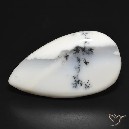 29.30ct طبيعي أبيض مع أسود عقيق شجيري, شكل الكمثرى, غير شفاف