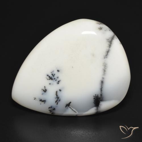 31.45ct طبيعي أبيض مع أسود عقيق شجيري, شكل الكمثرى, غير شفاف