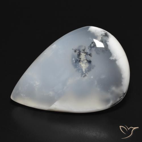 31.41ct طبيعي أبيض مع أسود عقيق شجيري, شكل الكمثرى, نصف شفاف
