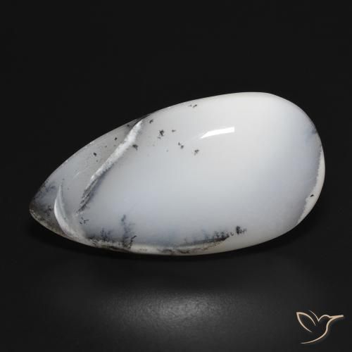 28.02ct طبيعي أبيض مع أسود عقيق شجيري, شكل الكمثرى, غير شفاف