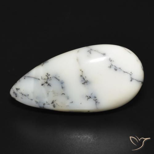 11.14ct طبيعي أبيض مع أسود عقيق شجيري, شكل الكمثرى, غير شفاف