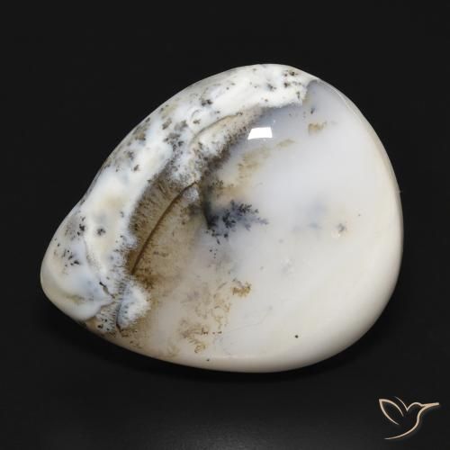 24.75ct طبيعي أبيض مع أسود عقيق شجيري, شكل الكمثرى, غير شفاف