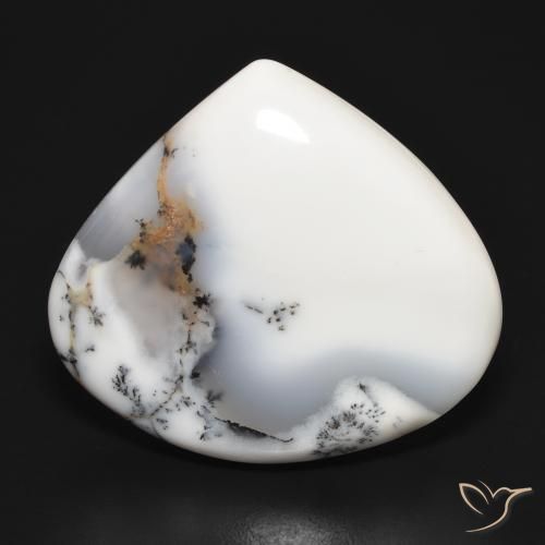 34.61ct طبيعي أبيض مع أسود عقيق شجيري, شكل الكمثرى, غير شفاف