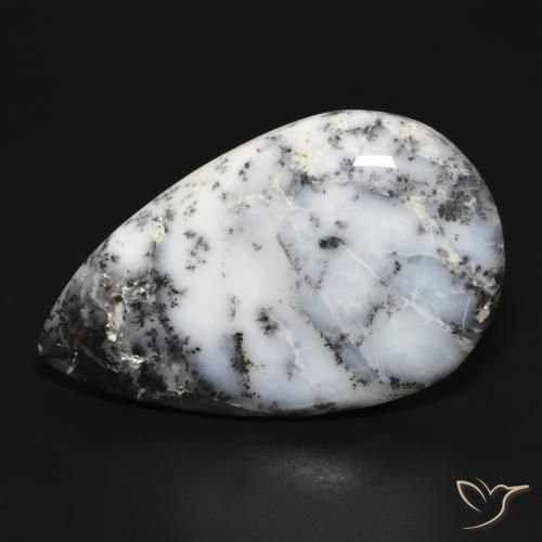 29.38ct طبيعي أبيض مع أسود عقيق شجيري, شكل الكمثرى, غير شفاف