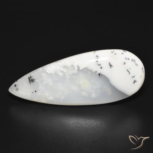 20.07ct طبيعي أبيض مع أسود عقيق شجيري, شكل الكمثرى, نصف شفاف