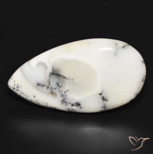 32.69ct طبيعي أبيض مع أسود عقيق شجيري, شكل الكمثرى, غير شفاف