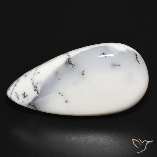 34.01ct طبيعي أبيض مع أسود عقيق شجيري, شكل الكمثرى, غير شفاف