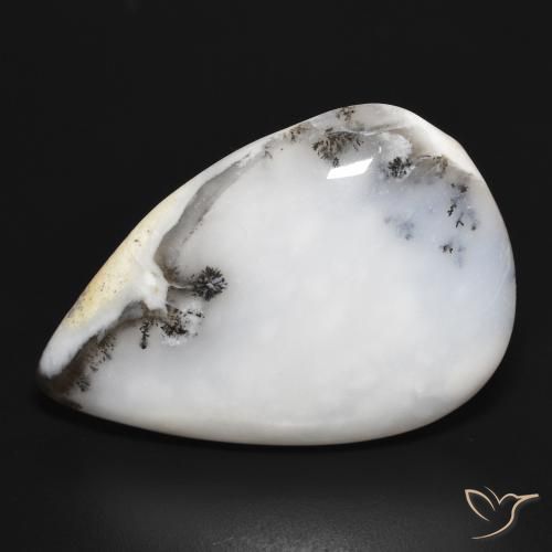 29.80ct طبيعي أبيض مع أسود عقيق شجيري, شكل الكمثرى, غير شفاف
