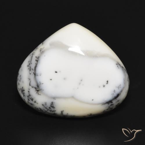 11.88ct طبيعي أبيض مع أسود عقيق شجيري, شكل الكمثرى, غير شفاف
