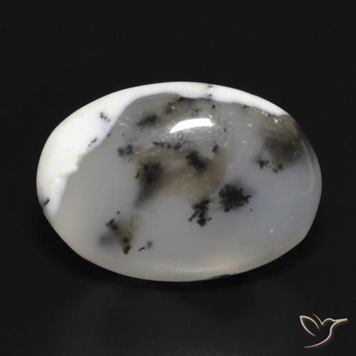 10.81ct طبيعي أبيض مع أسود عقيق شجيري, بيضوي, نصف شفاف