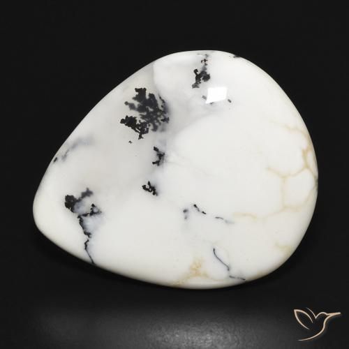15.30ct طبيعي أبيض مع أسود عقيق شجيري, شكل الكمثرى, غير شفاف, Photo A