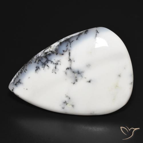 36.87ct طبيعي أبيض مع أسود عقيق شجيري, شكل الكمثرى, غير شفاف