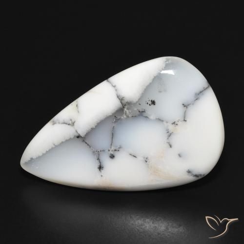 15.10ct طبيعي أبيض مع أسود عقيق شجيري, شكل الكمثرى, غير شفاف