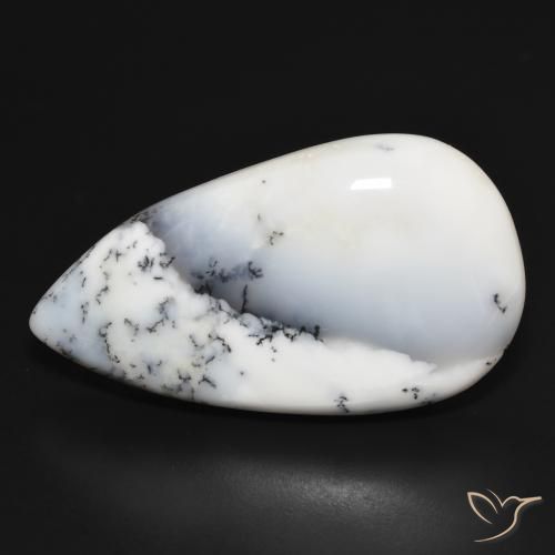 43.76ct طبيعي أبيض مع أسود عقيق شجيري, شكل الكمثرى, غير شفاف