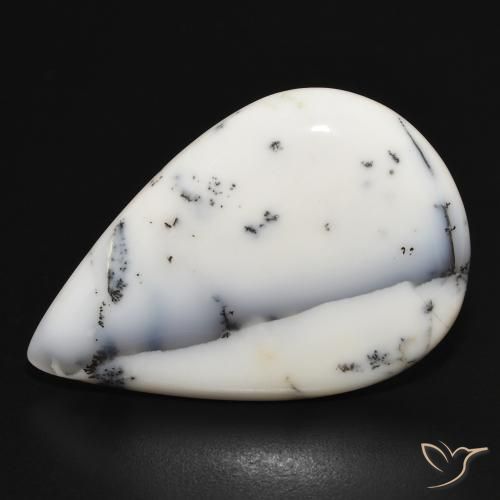 23.09ct طبيعي أبيض مع أسود عقيق شجيري, شكل الكمثرى, غير شفاف