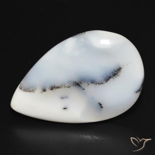 26.36ct طبيعي أبيض مع أسود عقيق شجيري, شكل الكمثرى, غير شفاف