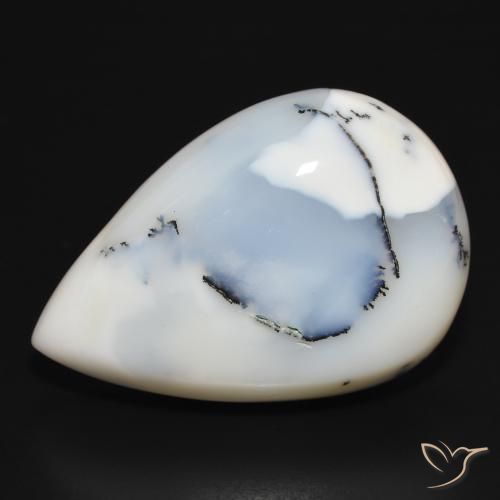 39.34ct طبيعي أبيض مع أسود عقيق شجيري, شكل الكمثرى, غير شفاف
