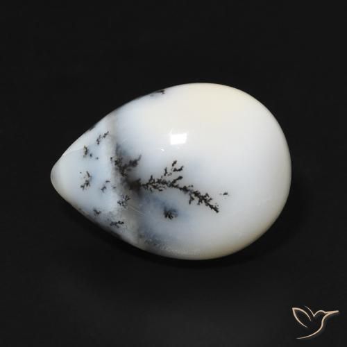 4.99ct طبيعي أبيض مع أسود عقيق شجيري, شكل الكمثرى, غير شفاف