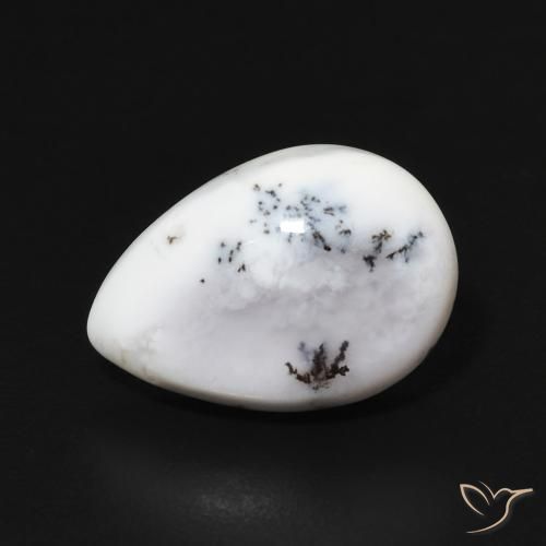 3.71ct طبيعي أبيض مع أسود عقيق شجيري, شكل الكمثرى, غير شفاف