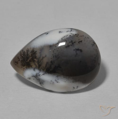 7.78ct طبيعي أبيض مع أسود عقيق شجيري, شكل الكمثرى, غير شفاف