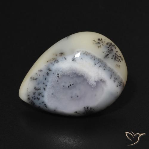 6.75ct طبيعي أبيض مع أسود عقيق شجيري, شكل الكمثرى, غير شفاف