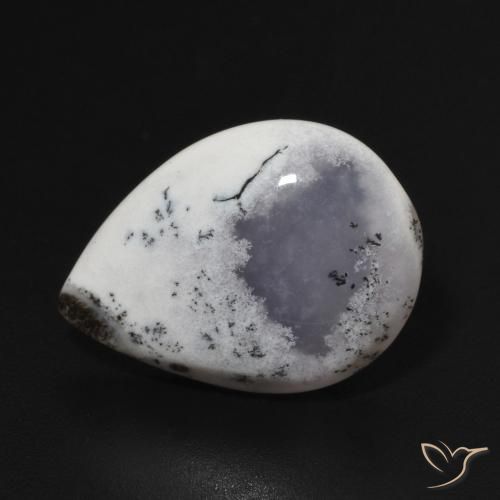 7.82ct طبيعي أبيض مع أسود عقيق شجيري, شكل الكمثرى, غير شفاف