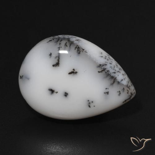 9.52ct طبيعي أبيض مع أسود عقيق شجيري, شكل الكمثرى, غير شفاف