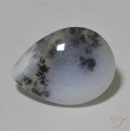 9.20ct طبيعي أبيض مع أسود عقيق شجيري, شكل الكمثرى, غير شفاف