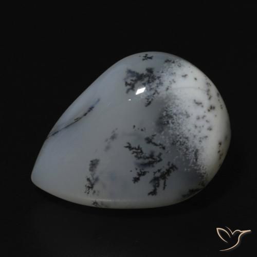 9.52ct طبيعي أبيض مع أسود عقيق شجيري, شكل الكمثرى, غير شفاف