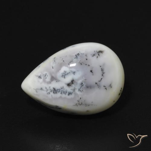 2.90ct طبيعي أبيض مع أسود عقيق شجيري, شكل الكمثرى, غير شفاف