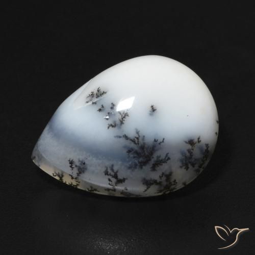 5.00ct طبيعي أبيض مع أسود عقيق شجيري, شكل الكمثرى, غير شفاف