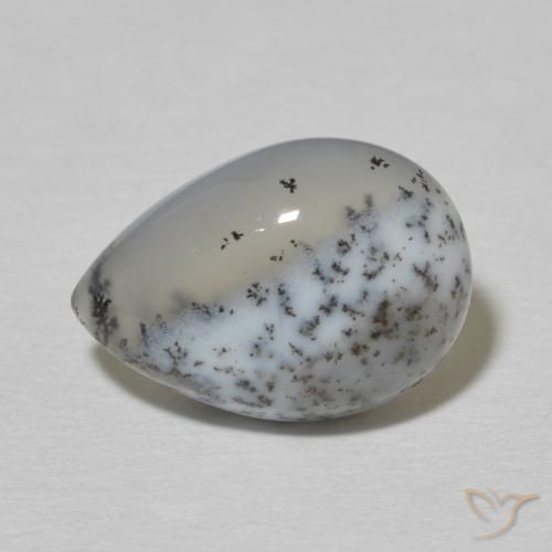 4.56ct طبيعي أبيض مع أسود عقيق شجيري, شكل الكمثرى, غير شفاف