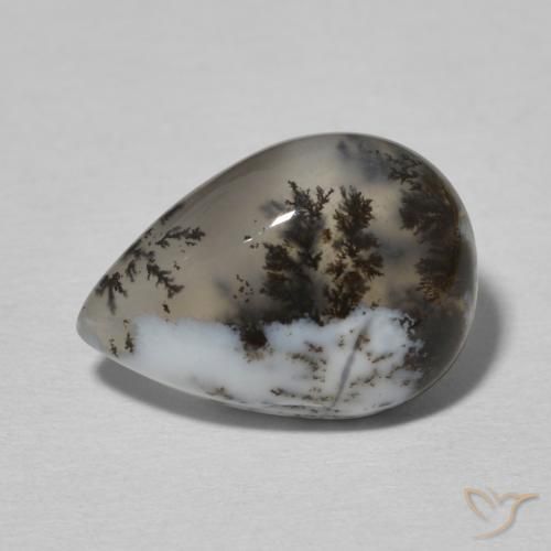 4.77ct طبيعي أبيض مع أسود عقيق شجيري, شكل الكمثرى, غير شفاف