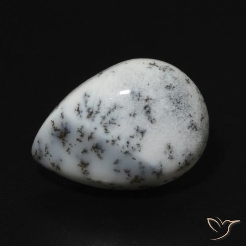 5.06ct طبيعي أبيض مع أسود عقيق شجيري, شكل الكمثرى, غير شفاف