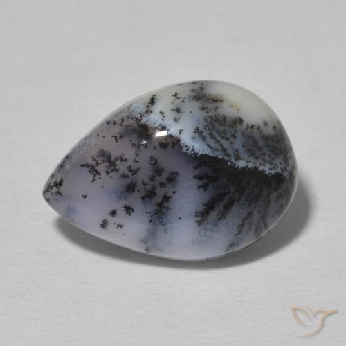 4.80ct طبيعي أبيض مع أسود عقيق شجيري, شكل الكمثرى, غير شفاف