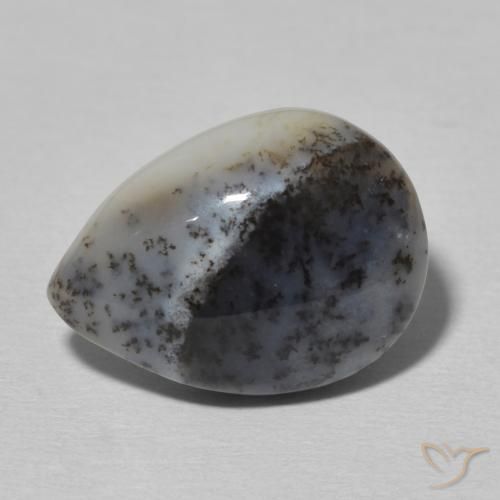 6.34ct طبيعي أبيض مع أسود عقيق شجيري, شكل الكمثرى, غير شفاف
