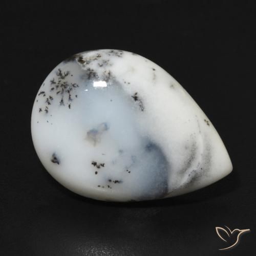 9.19ct طبيعي أبيض مع أسود عقيق شجيري, شكل الكمثرى, غير شفاف