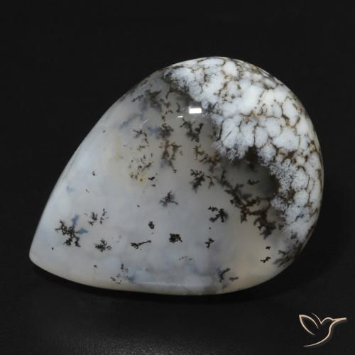11.07ct طبيعي أبيض مع أسود عقيق شجيري, شكل الكمثرى, غير شفاف