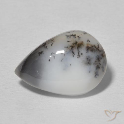 4.87ct طبيعي أبيض متعدد الألوان عقيق شجيري, شكل الكمثرى, غير شفاف