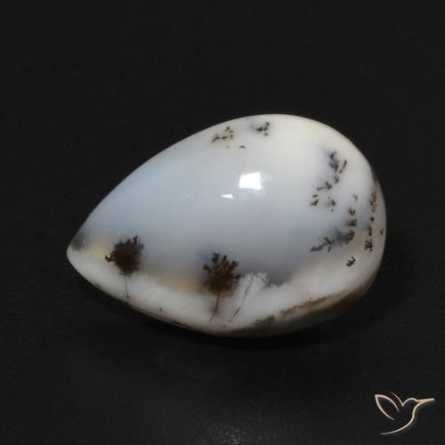 3.72ct طبيعي أبيض متعدد الألوان عقيق شجيري, شكل الكمثرى, غير شفاف