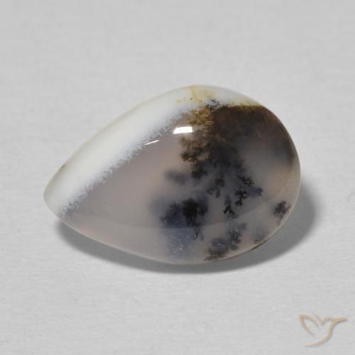 3.65ct طبيعي أبيض متعدد الألوان عقيق شجيري, شكل الكمثرى, غير شفاف