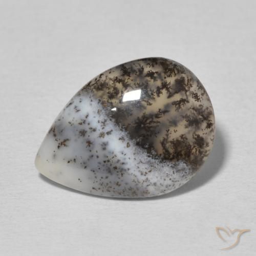3.32ct طبيعي أبيض متعدد الألوان عقيق شجيري, شكل الكمثرى, غير شفاف